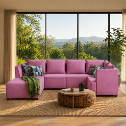 Elsee Corner LHF Chaise + RHF 2S + Armchair Fab Pink