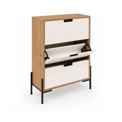 Avery Shoe Rack Oak & Glossy White