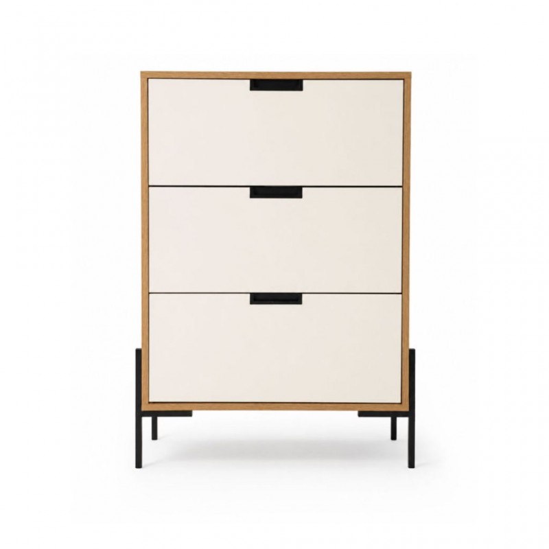Avery Shoe Rack Oak & Glossy White
