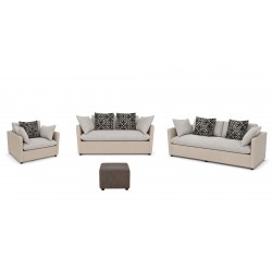 Helix 3+2+1+FREE OTTOMAN Fab Vixon Beige Leather