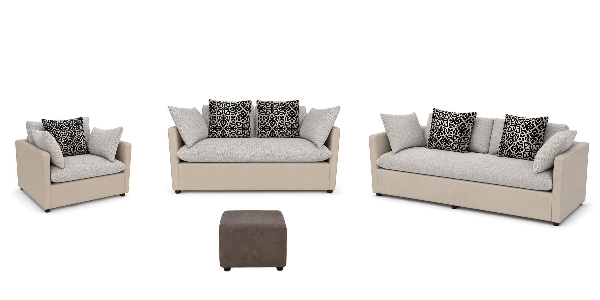Helix 3+2+1+FREE OTTOMAN Fab Vixon Beige Leather