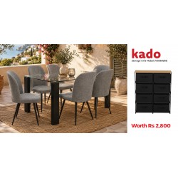 Alice Table and 6 Chairs & Free Mabel Storage Cabinet With Drawers In Melamine Oak