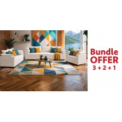 Vista 3+2+1 Seater Fabric Off-White
