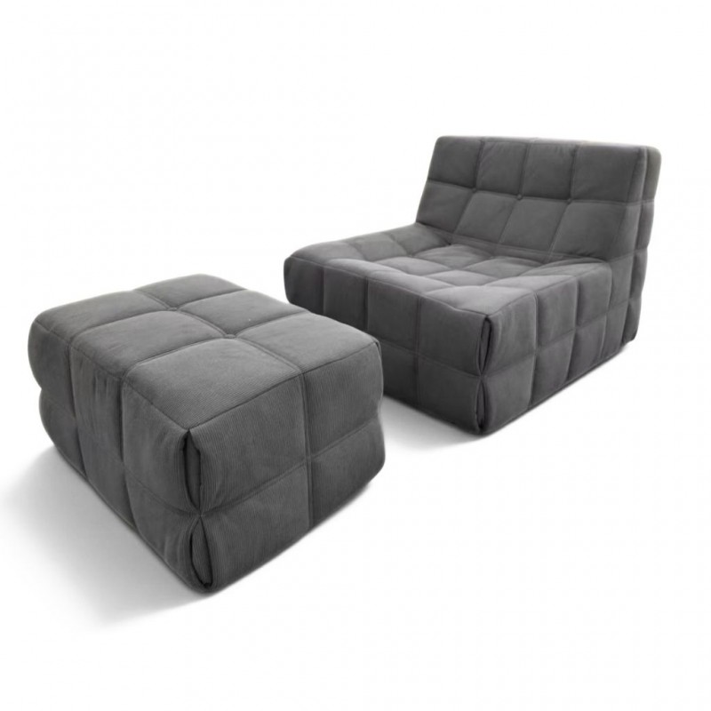 Moltona Compress Sofa and Pouf Dark Grey