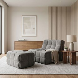 Moltona Compress Sofa and Pouf Dark Grey