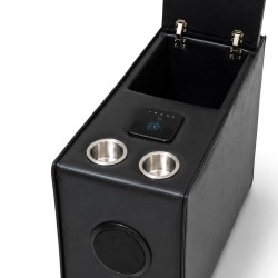 Storage Audio Console Unit Vegan Leather Black