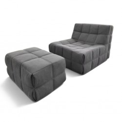 Moltona Compress Sofa and Pouf Dark Grey