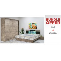 Ardmore Bed 180x200 cm + Ardmore Wardrobe Sliding Doors Antique Light
