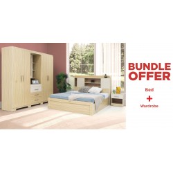 Basel Bed + Wardrobe with...