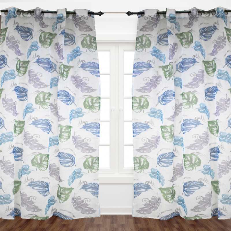 Flowery Curtain Blue Leaves 1 40x2 30 E1 E5 E 25