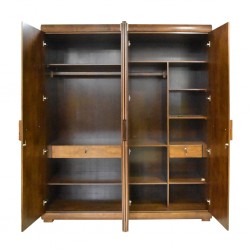 Saria Wardrobe 4 Doors Brown Rubberwood