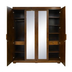 Saria Wardrobe 4 Doors Brown Rubberwood