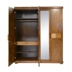 Saria Wardrobe 4 Doors Brown Rubberwood