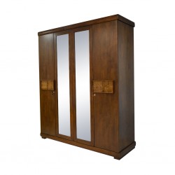 Saria Wardrobe 4 Doors Brown Rubberwood