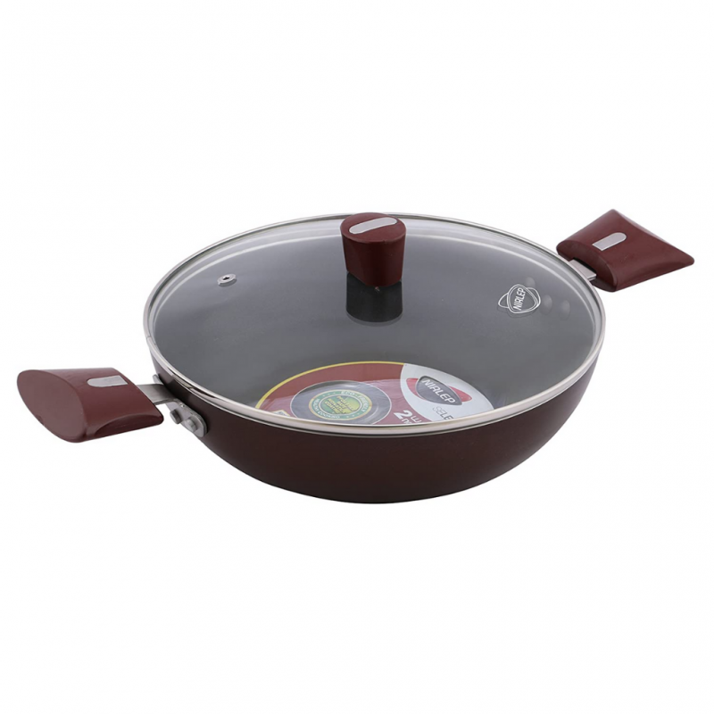 Nirlep Select JKR28GL 28cm Kadhai With Glass Lid Nirlep Select JKR28GL 28cm Kadhai With Glass Lid