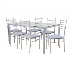 Ezane Table and 6 Chairs Grey