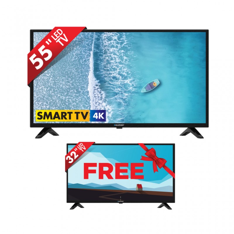 BLAUPUNKT BP 5502 SMART 55'' UHD SMART LED TV & Free Blaupunkt BP3202 32'' HD Ready TV
