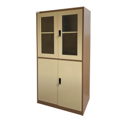 Storage Metal Cupboard Beige & Brown