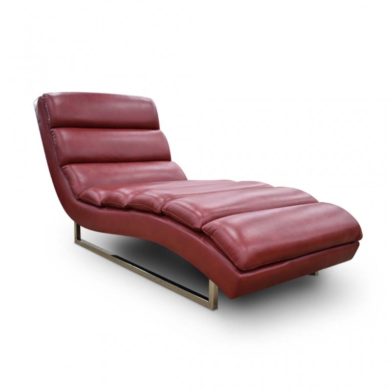 Russo Chaise Red Leather Gel