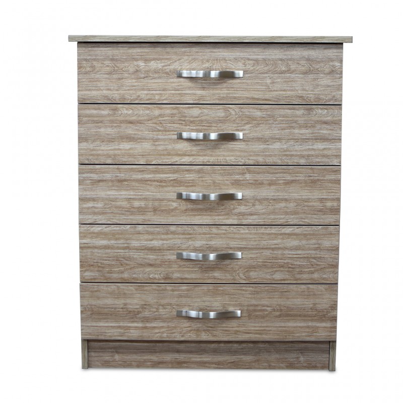 Vanitio Chest of 5 Drawers Brown Wood MDF