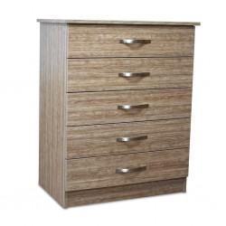 Vanitio Chest of 5 Drawers Brown Wood MDF