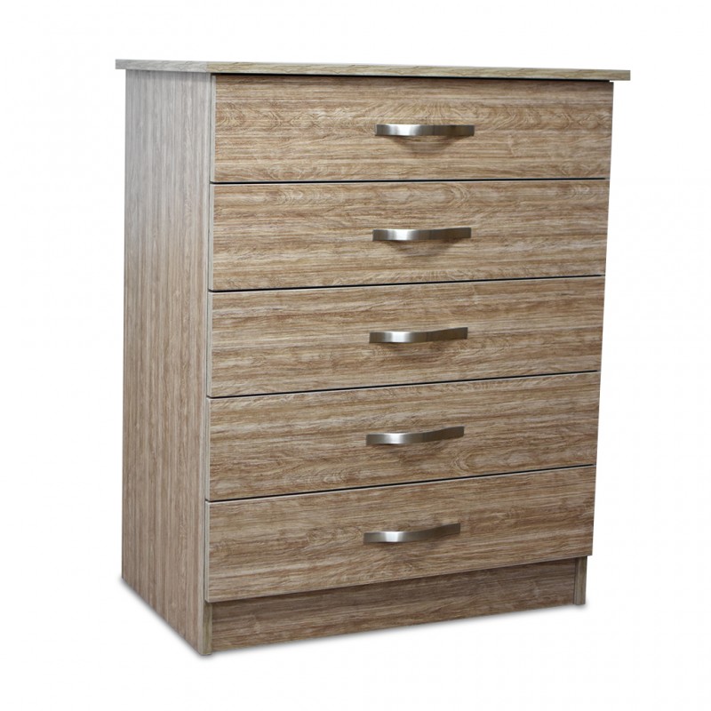 Vanitio Chest of 5 Drawers Brown Wood MDF Vanitio Chest of 5 Drawers Brown Wood MDF