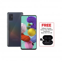 Samsung Galaxy A51 Black & Free Volkano Scorpio Series True Wireless Earphones - Black VK-1121-BK