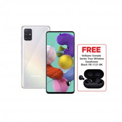 Samsung Galaxy A51 White & Free Volkano Scorpio Series True Wireless Earphones - Black VK-1121-BK