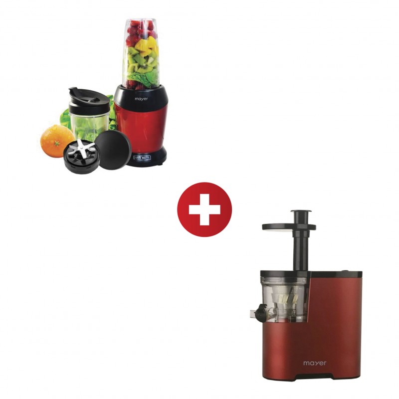 Mayer MMNB1000 1000W Nutri Blender + Mayer MMSJ130 Red Slow Juicer