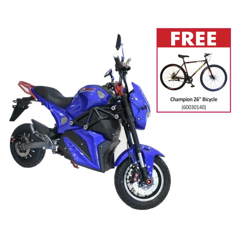 Speedway A12 2000 Watts Blue Electric Bike & Free Champion 26" Bicycle