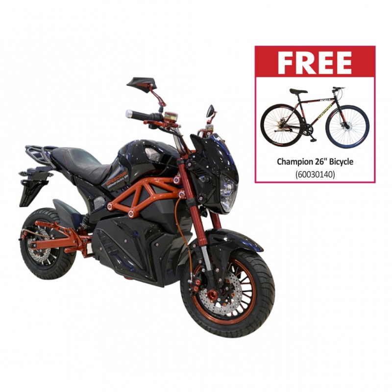 Speedway A12 2000 Watts Black Electric Bike & Free Champion 26" Bicycle