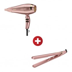 Babyliss 5336PE Gold Rose Elegance 2100 Hair Dryer + Babyliss 2598PE 25mm 3 Temp Gold Rose Straightener