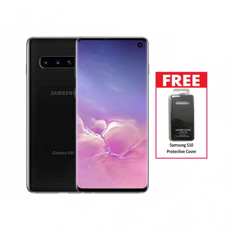 Samsung Galaxy S10 SM-G973F Black & Free Samsung S10 Protective Cover
