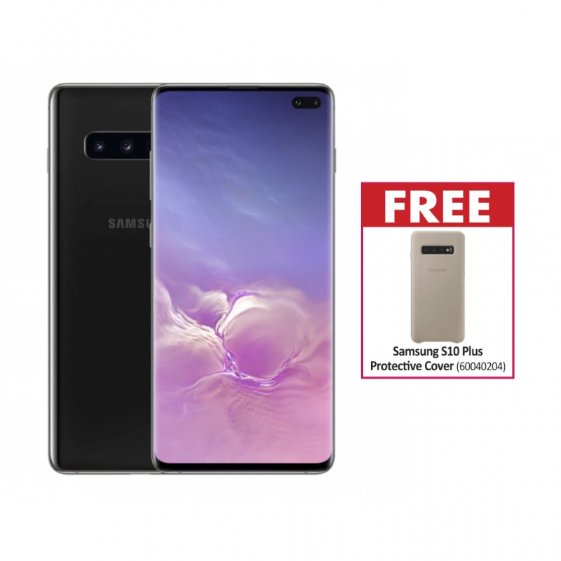 Samsung Galaxy S10+ SM-G975F Black & Free Samsung S10 Plus Protective Cover