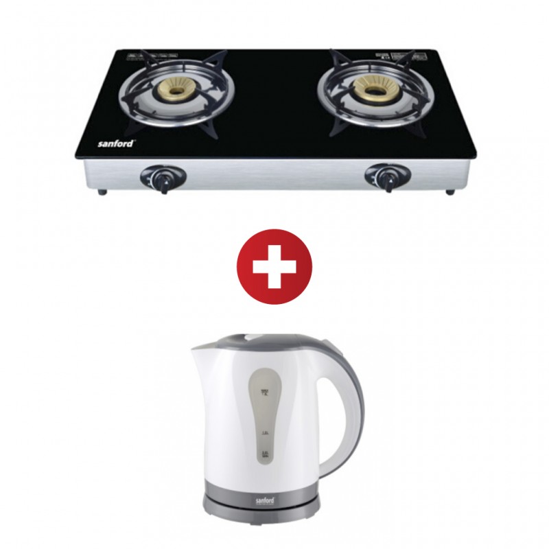 Sanford SF5229/8GC 2YW Double Burner Gas Stove + Sanford SF3336EK 1.8L