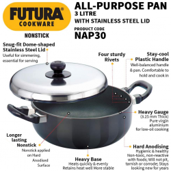 Futura Q78/NAP30 3L 22cm 3.25mm N.S. All Purpose Pan With S/S Lid