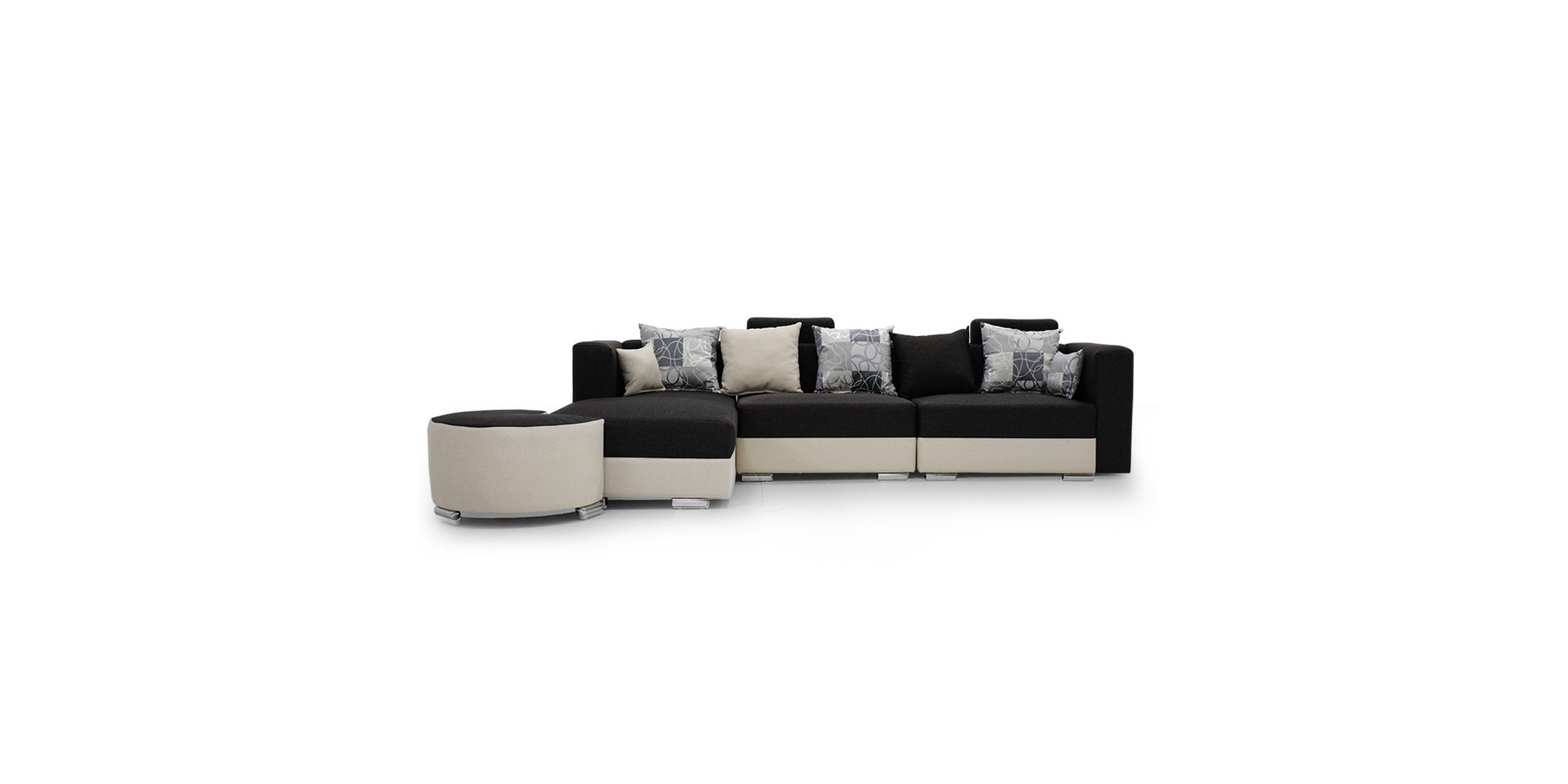 Ontario Sofa Corner Fabric Beige/Grey