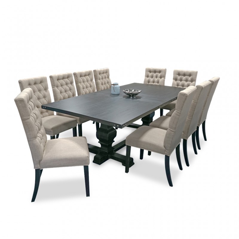 Carson Table and 10 Chairs Rubberwood