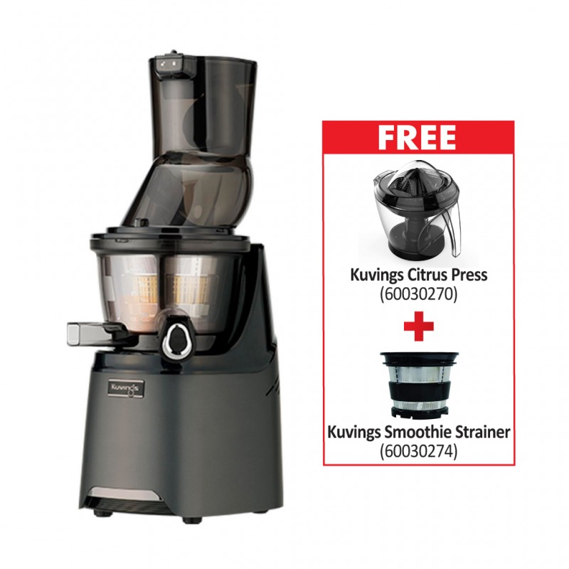 Kuvings EVO820 Cold Press Juicer - Gun Metal "O" + FREE Kuvings Citrus Press "O" & FREE Kuvings Smoothie Strainer