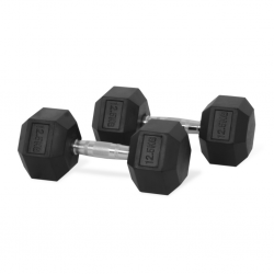 Black Rubber Hex Dumbbell Set 12.5kg