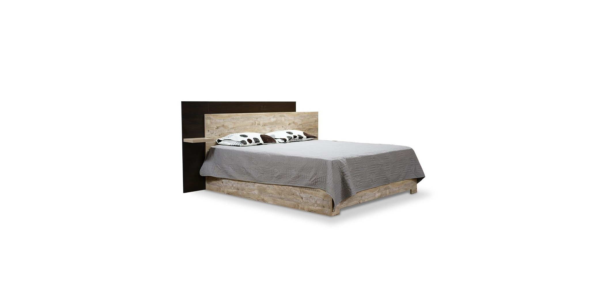 Flavi Bed 150x190 cm MDF White Oak