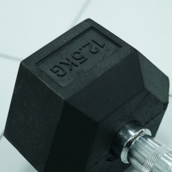 Black Rubber Hex Dumbbell Set 12.5kg