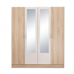 Neo Wardrobe 4 Doors Oak and White MDF