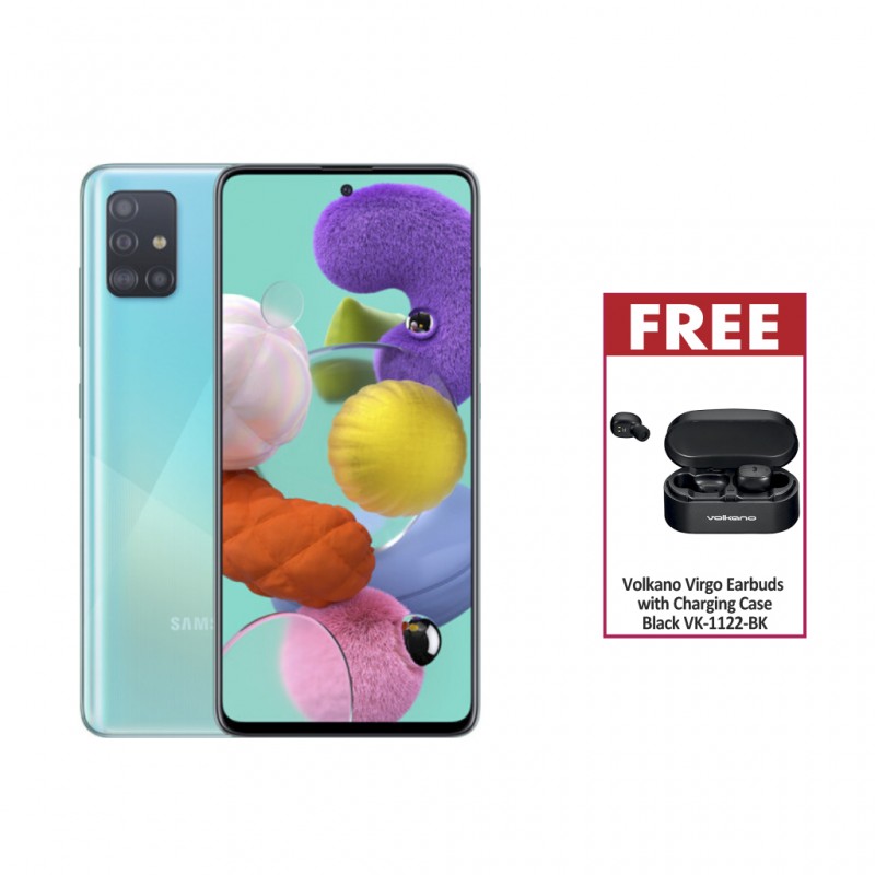 Samsung Galaxy A71 Blue Free Volkano Virgo Earbuds with Charging Case Black VK 1122 BK