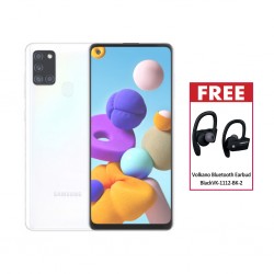 Samsung Galaxy A21S White & Free Volkano Bluetooth Earbud- BlackVK-1112-BK-2