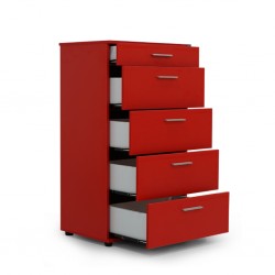 Medford Chest of 5 Drawers Red