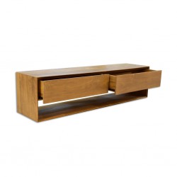 Sandy Low TV Cabinet In Teak With 2 Drawers