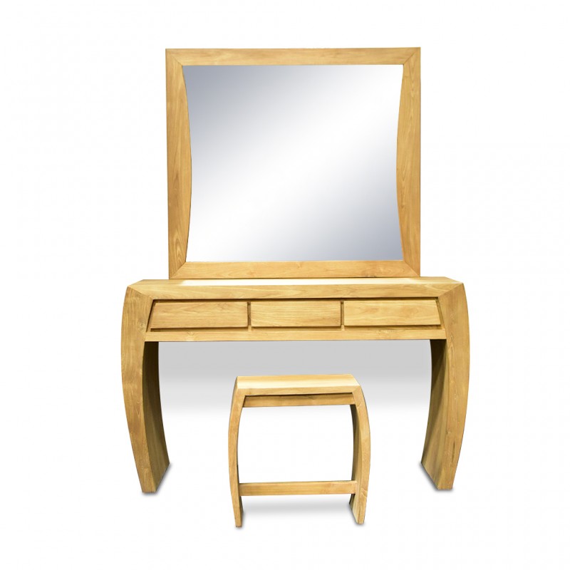 Regina Dressing Table W/Mirrors+3 Drawers In Teak Regina Dressing Table W/Mirrors+3 Drawers In Teak