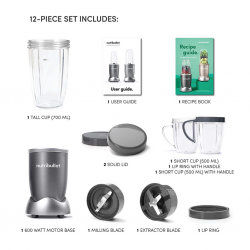 Nutribullet NBR-1212M 600W 12pc Set Grey