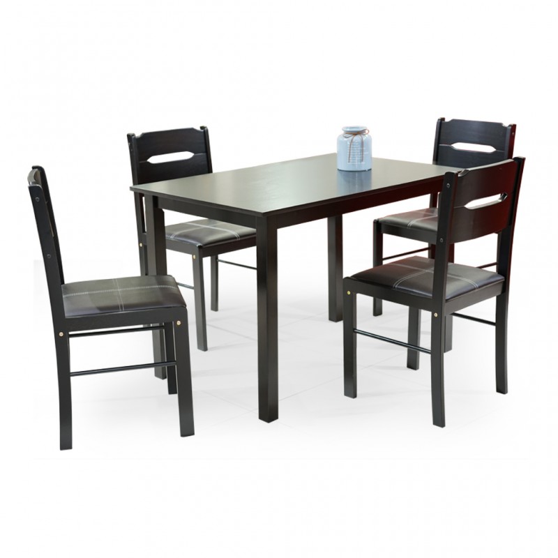 Venice Table and 4 Chairs Rubberwood